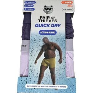 Pair of Thieves Action Blend Boxer Briefs Men's XXL (42-44)  NWT  2-pk Quick Dry